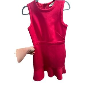 LOFT Pink Dress 4P Ruffle Hem Sleeveless Back Zip